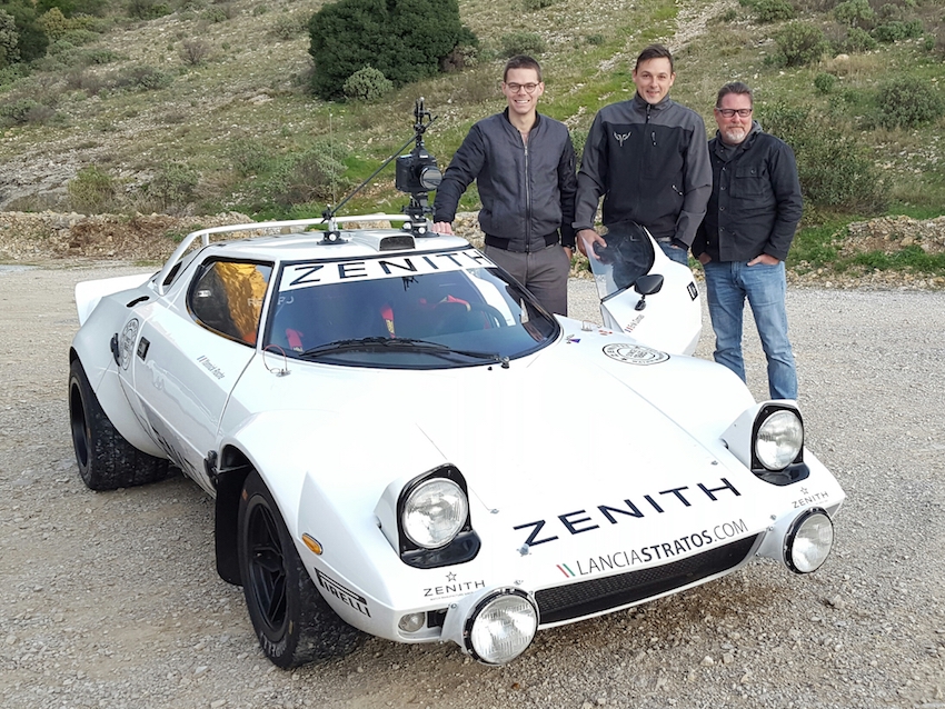 Lancia Stratos and three people
